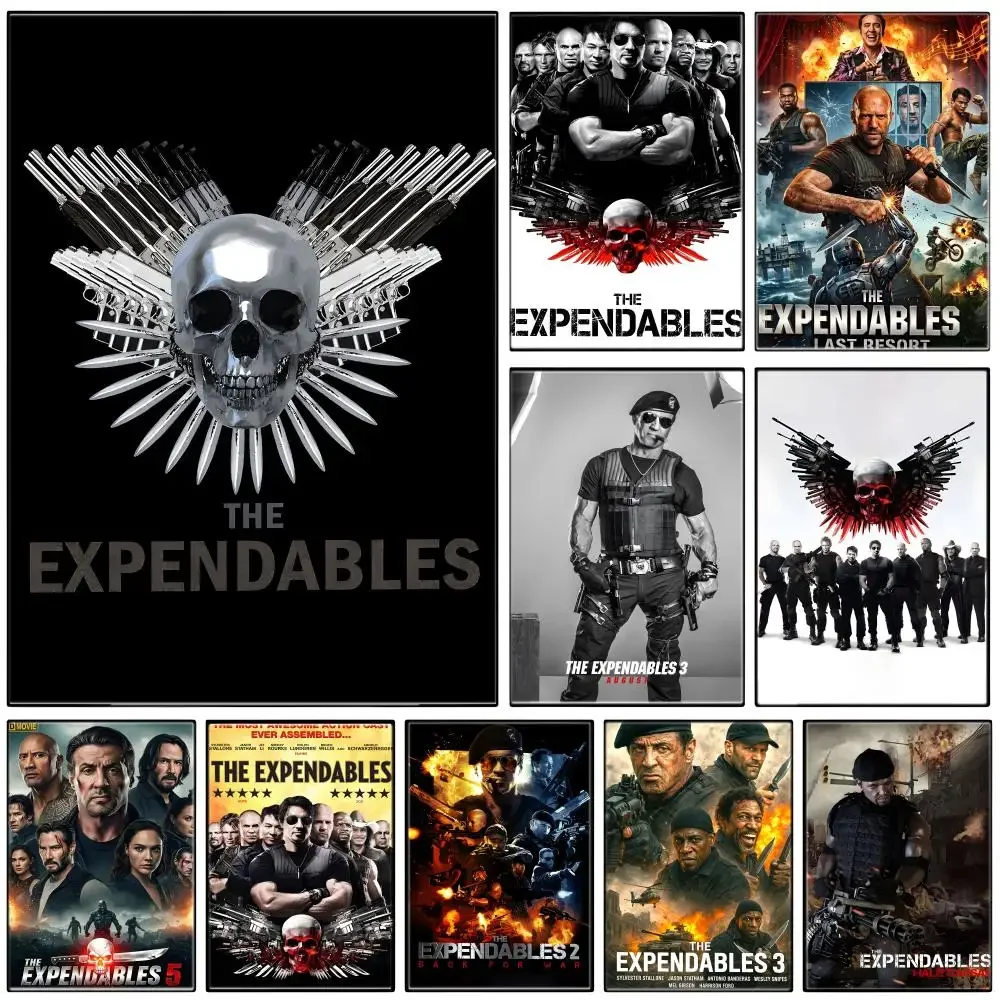 Movie T-The E-Expendab-les Poster Self-adhesive Art Waterproof Paper Sticker Coffee House Bar Room Wall Decor