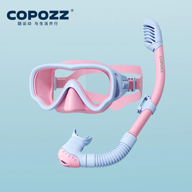 COPOZZ Unterwasser-Tauchmaske und Schnorchel, Antibeschlagbrille, Brille, Tauchen, Schwimmen, leichtes Atemschlauch-Set für Kinder