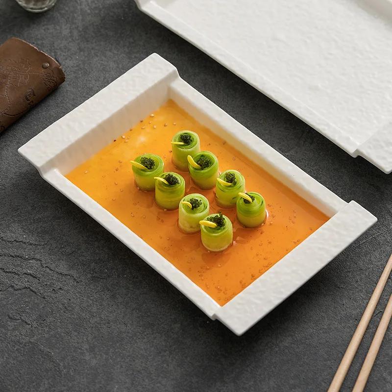 

Ceramic Dinner Plate Restaurant Creative Sushi Plate Dessert Plate Snack Plates Dim Sum Plates Household Solid Color Tableware