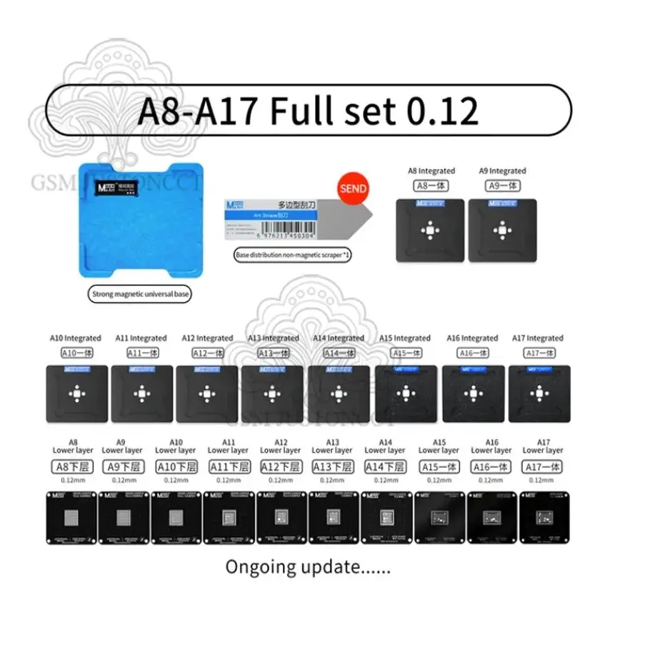 

MaAnt Magnetic BGA Reballing Fixture for iPhone X-15 ProMAX, Mainboard, Middle Frame, Tin Template Soldering Platform A8-A17 CPU