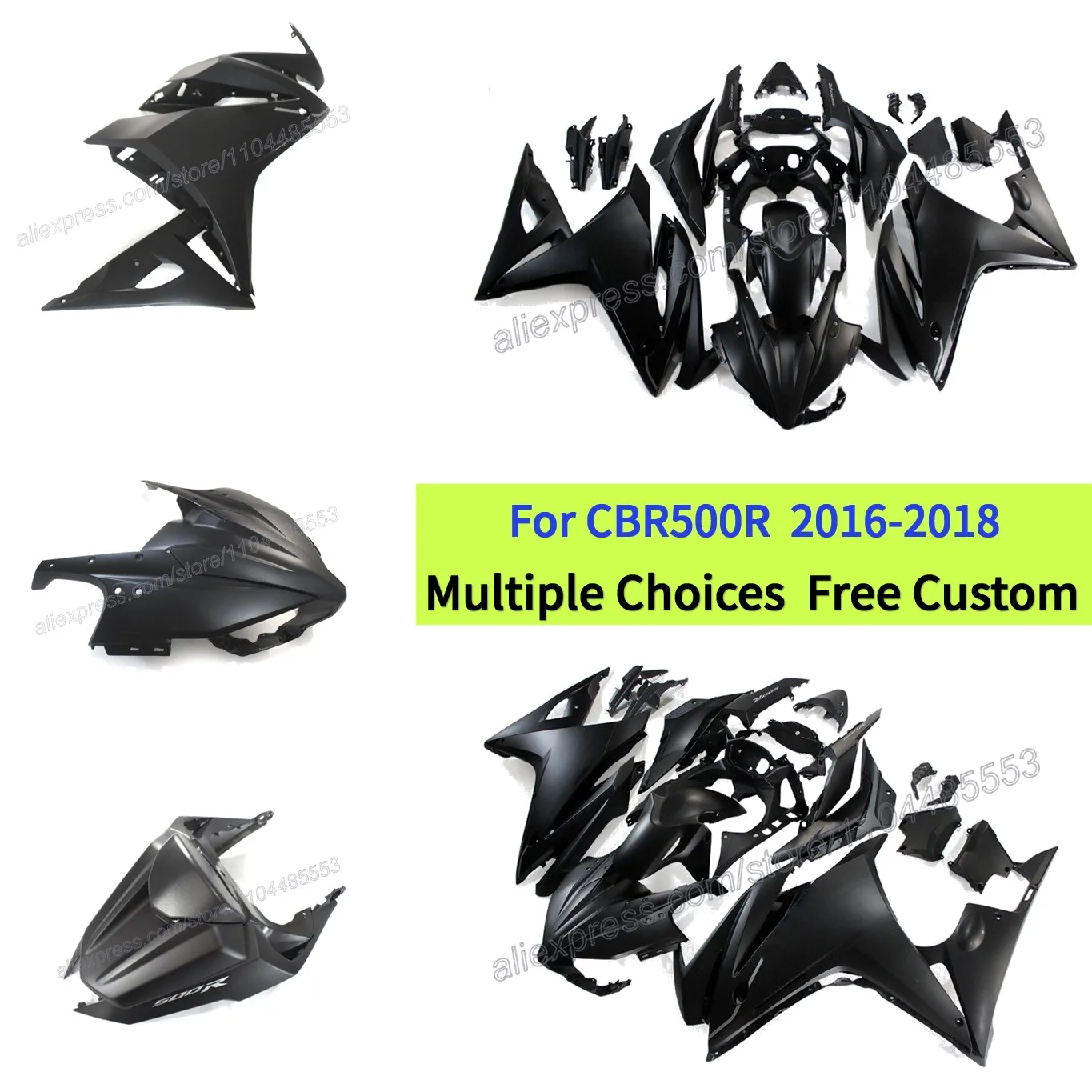 

Комплект обтекателей для мотоцикла, подходит для HONDA CBR500R 2016 2017 2018 CBR 500 R, из АБС-пластика, литье под давлением | Матовый черный