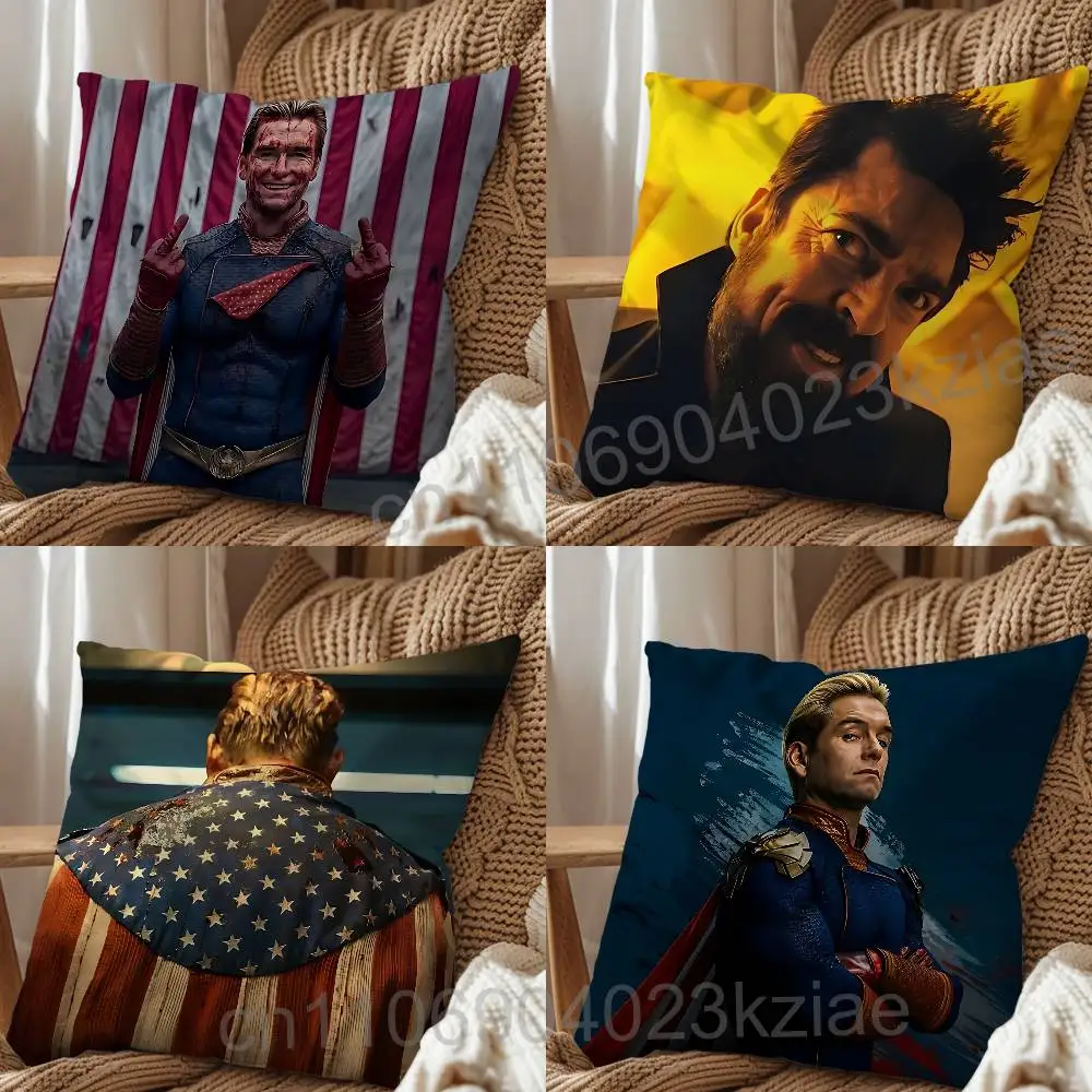 movie Homelander The Boys Pillow Case Square Double-Sided Printing Short Plush Sofa Cushion Cover Bedroom Bedside Pillow
