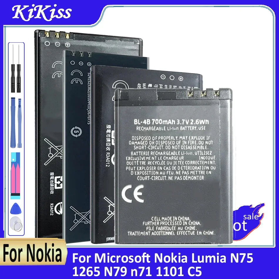 BL 4B/4C/4D/5B/5C/5CA/5CT/L4A BLC-2 BV 5J/5XW/T3G/T4B/T4D/T5A/T5C/T5E Battery For Microsoft Nokia Lumia N75 1265 N79 n71 1101 C5