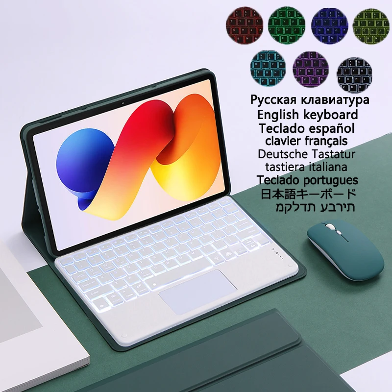 Backlit Keyboard with Trackpad for Xiaomi Redmi Pad 2 Pro 12.1'' Case with Pencil Slot Stand Cover for Redmi Pad 2 Pro Keyboard