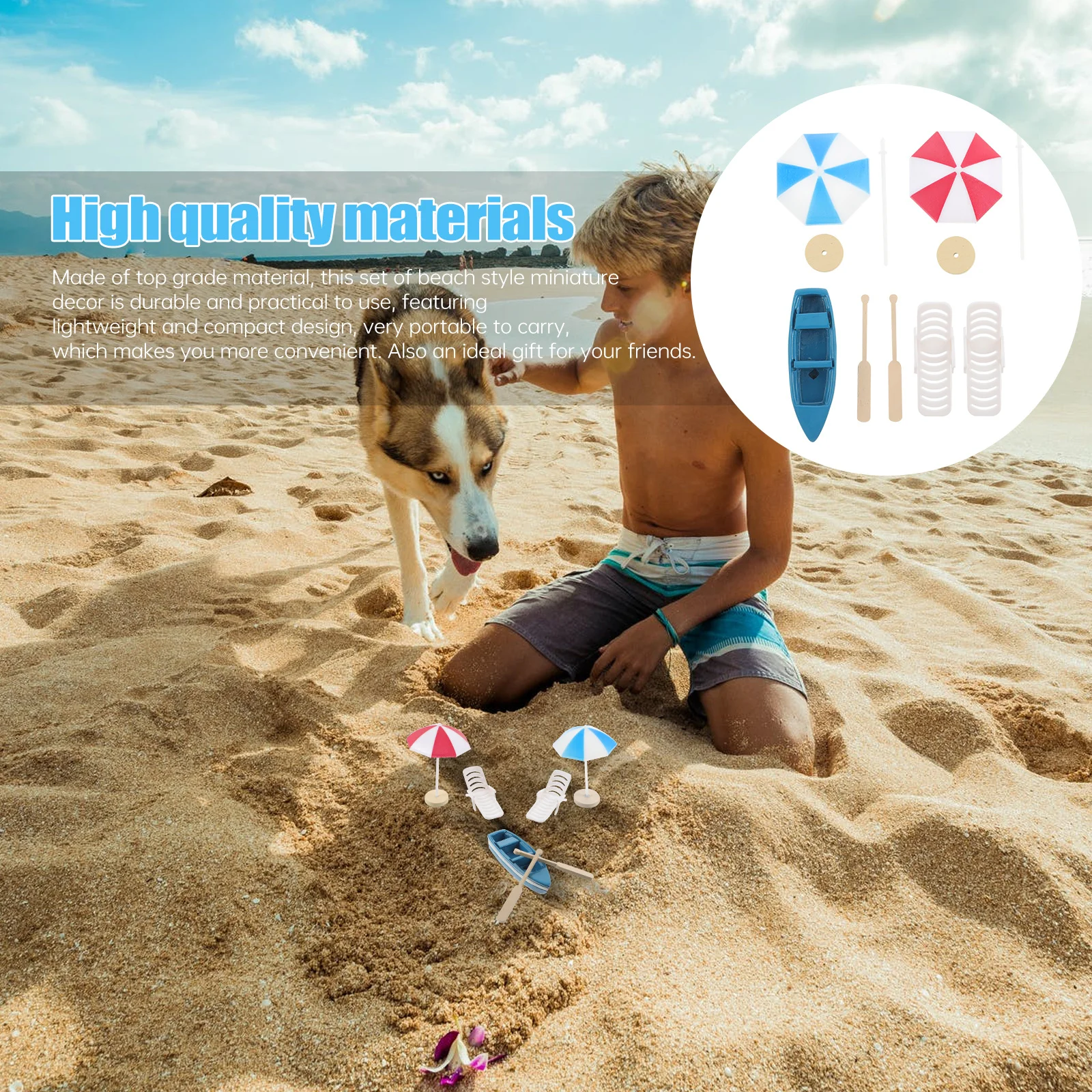 

1Set Miniature Beach Style Ornament Adorable Compact Mini Decor Sturdy Longlasting Environmentally Friendly for Creative Fairy