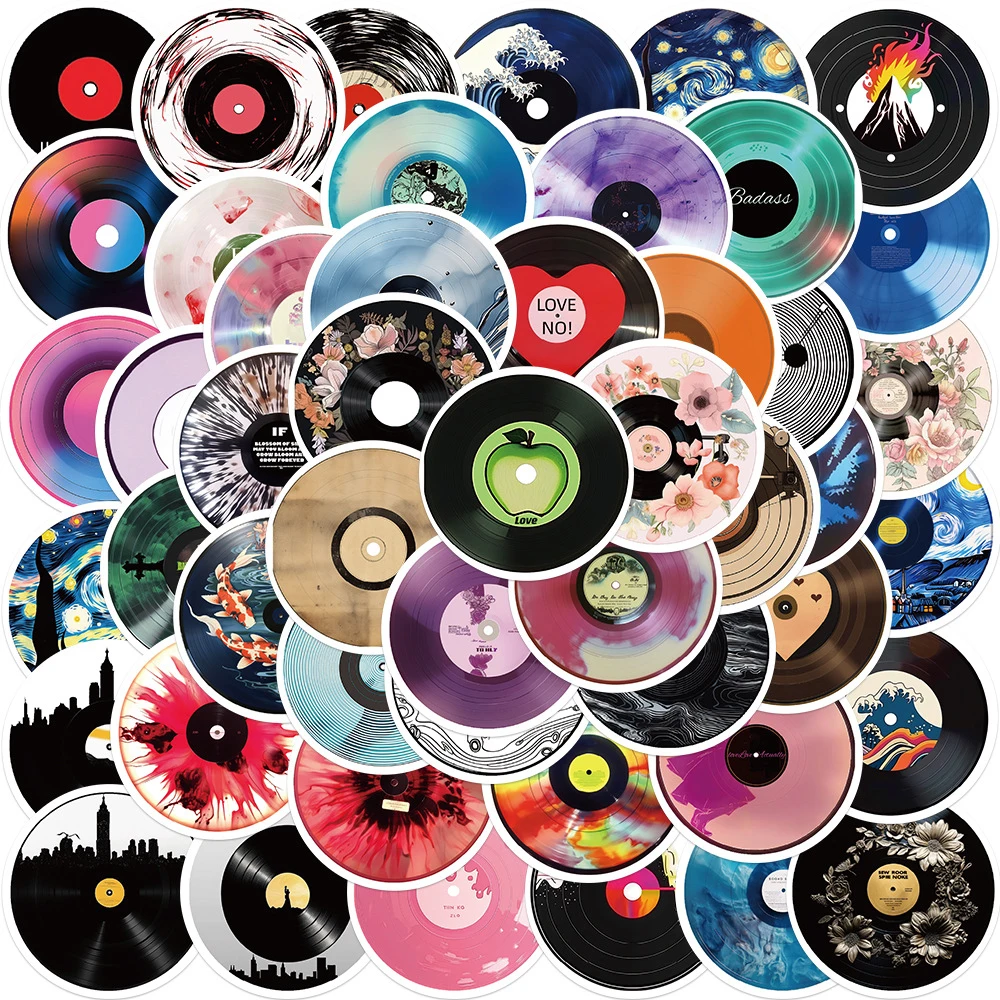 10/30/50pcs Funny Vinyl Record CD Music Graffiti Stickers Motorcycle Laptop Suitcase Phone Car Waterproof Cartoon Sticker Toys