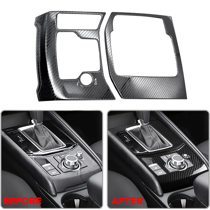 For Mazda CX-5 CX5 2017 2018 2019 2020 2021 LHD Carbon Fiber StyleCar Center Console Gear Shift Panel Cover Frame Sticker Trim