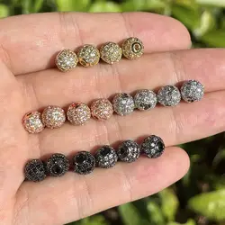 20Pcs/Lot Brass Balls 8mm Zirconia Pave Beads Boutique Accessory for Jewelry Making