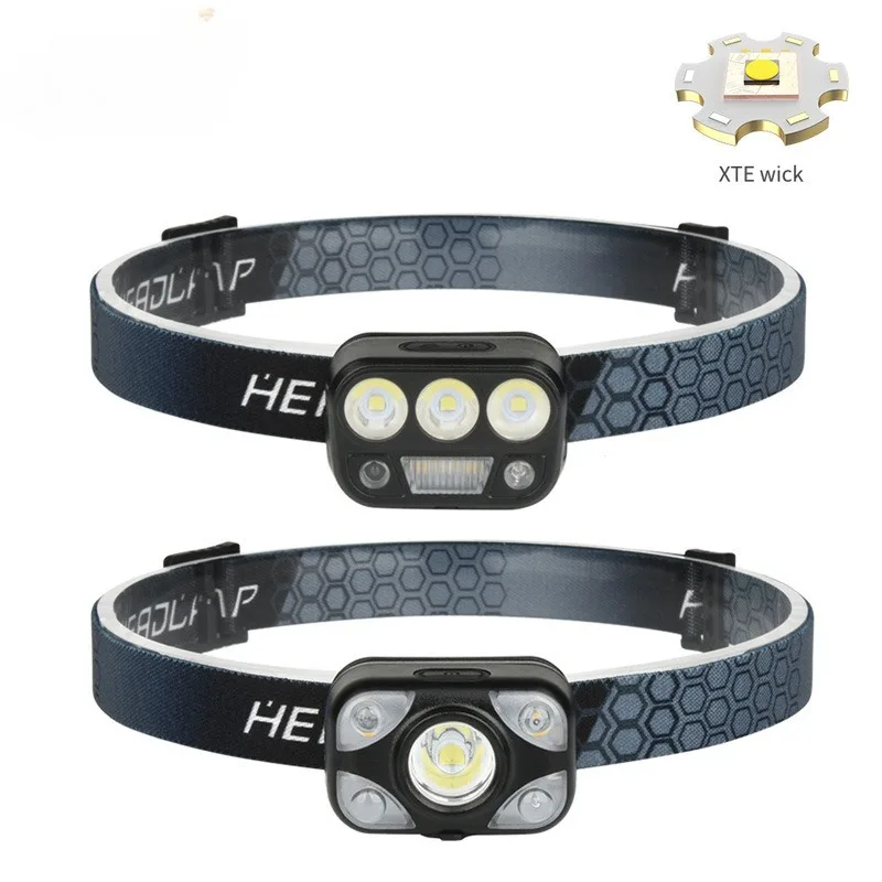 Lightweight Multi Function LED Headlamp Multi-light Source Portable Rechargeable Headlight Built-in Battery Display Waterproof