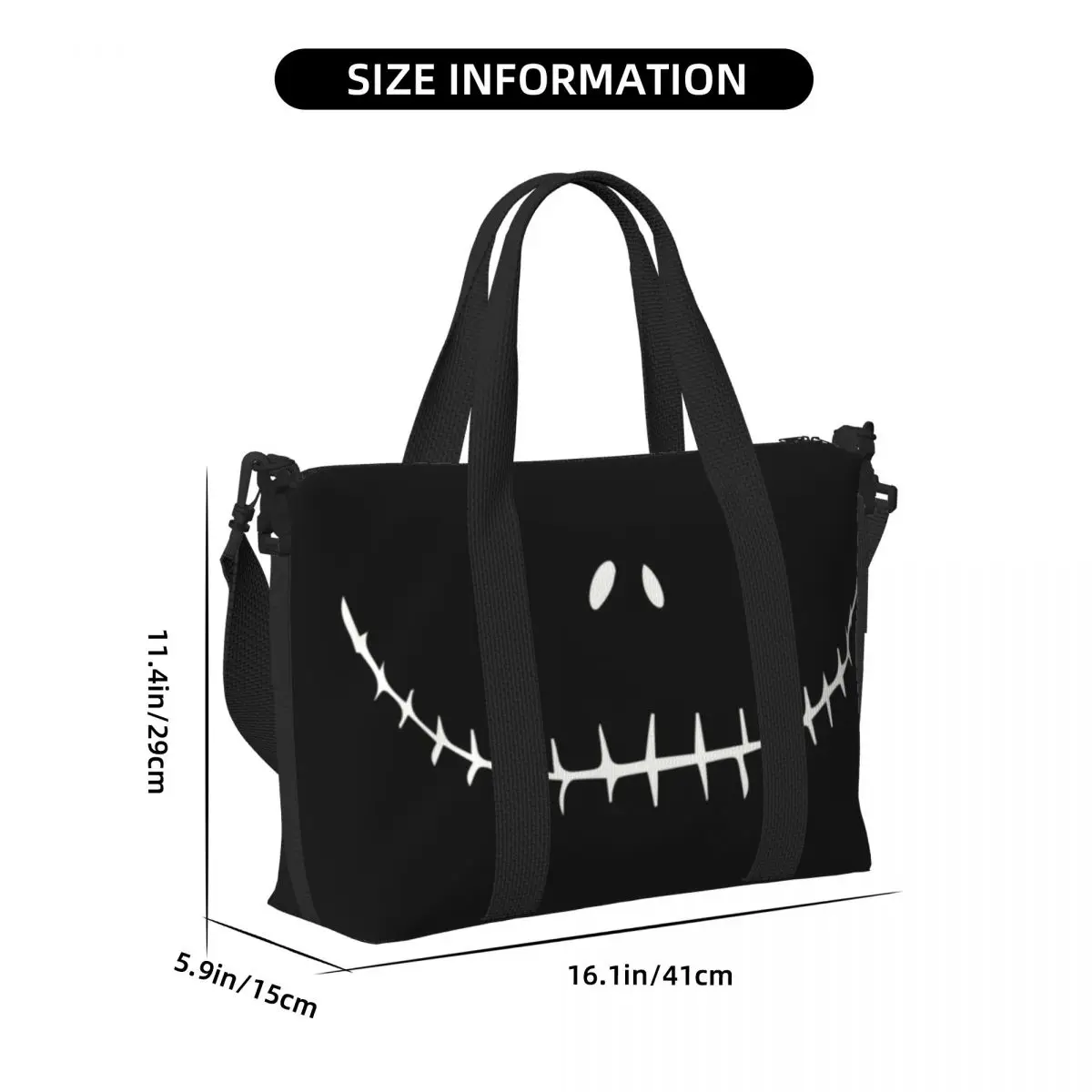 Custom Pumpkin King Jack Skellington Smiling Grocery Tote  Bag Capacity The Nightmare Before Christmas Beach Gym Travel Bags