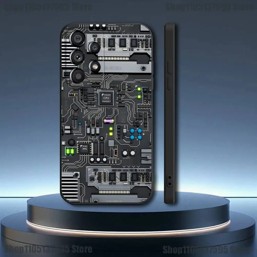 Casing Ponsel Seni Kode Komputer Hacker untuk Samsung Galaxy A73,31,32,72,41,53,52,71,22,5G,Note,J7,8,9 Sampul Hitam Lembut