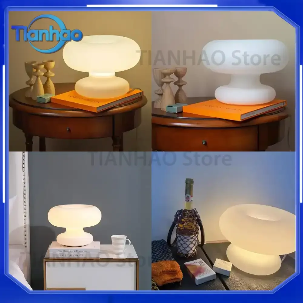 Nordic Mushroom Glass Table Lamp for Living Room Sofa Side Reading Corner and Bedside