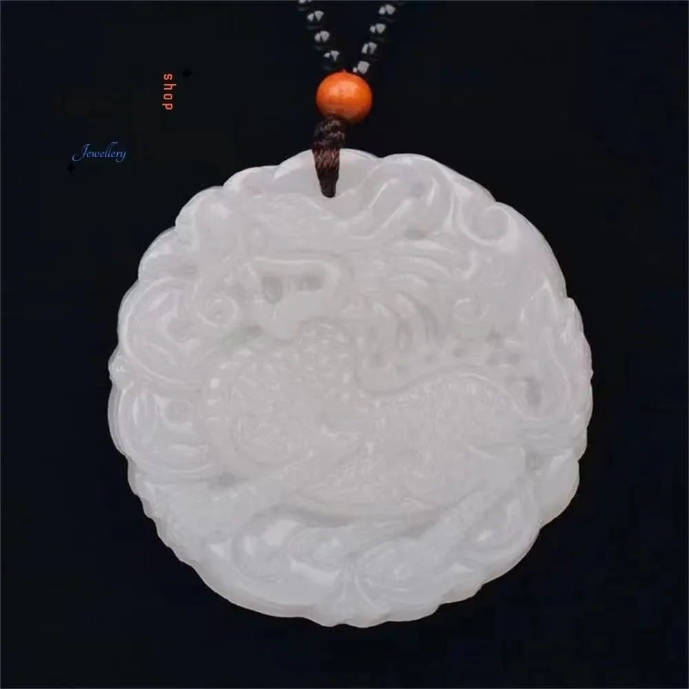 

Natural Afghan White Jade Unicorn Send Wealth Auspicious Round Shaped Pendant Simple Exquisite High-grade Luxury Fashion Jewelry