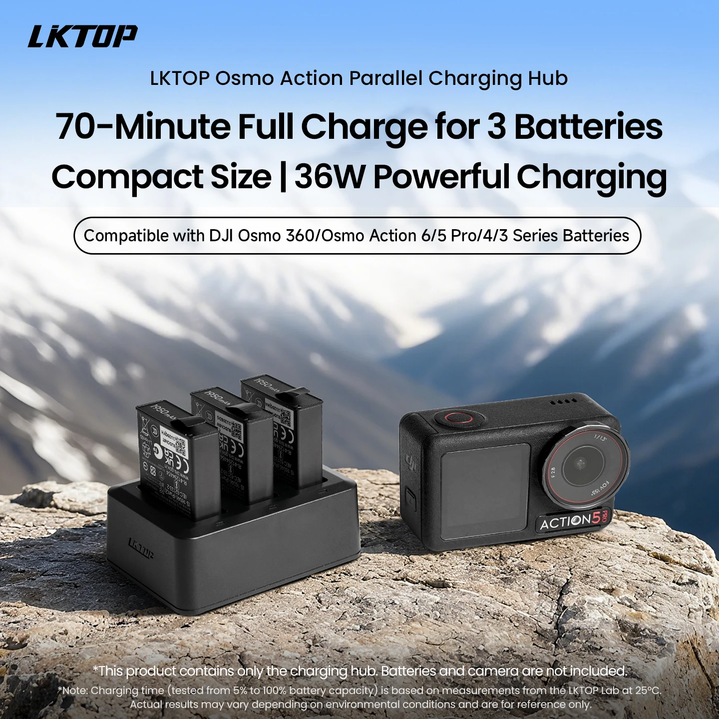 For Osmo 360/ Action 6/ 5Pro/ 4/ 3 Series Camera  Battery 3-way Charger Butler 36W Quickly Charged Battery  Accessory