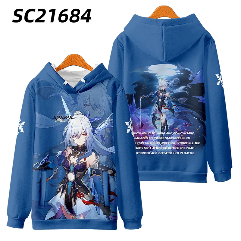 Anime Honkai Star Rail Jingliu Cosplay Hoodie Frauen Männer Harajuku Sweatshirt Streetwear Hip Hop Pullover Kapuzen jacke Oberbekleidung