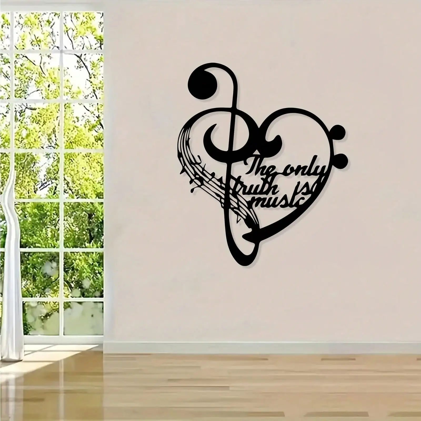 Metal Wall Art Heart Music Notes Treble Clef Iron Rustic Hanging Decor for Musician Living Room Christmas Gift