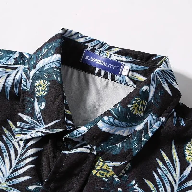 Men’s Summer Short-sleeve Printed Shirt, Lightweight Beach Shirt, Men’s Clothing, Turtleneck Polo Shirt for Men, Casual Top