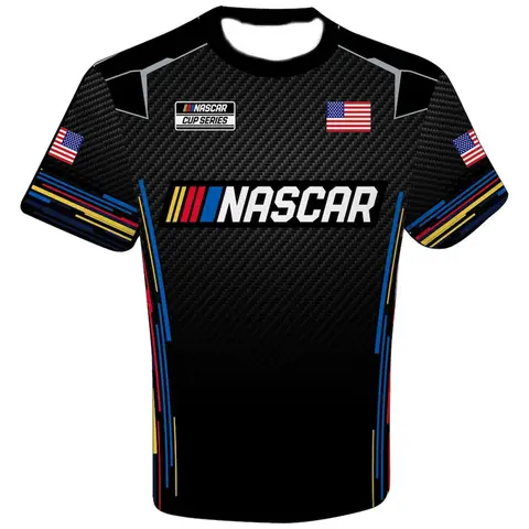 남성용 라운드 넥 트레이닝 탑 NASCAR 체크 무늬 깃발 스포츠 유니폼 3D 프린트 통기성 속건성 티셔츠 남여 캐주얼 티셔츠