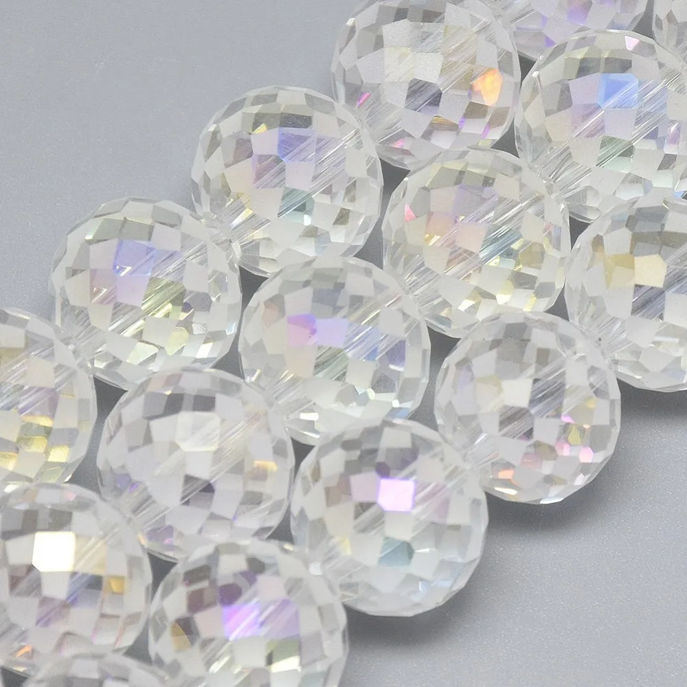 96pcs Iridescent AB Faceted Round Crystal Glass Beads Loose Spacer Bead Frosted For Handmade Bracelet Necklace DIY Jewelry Craft