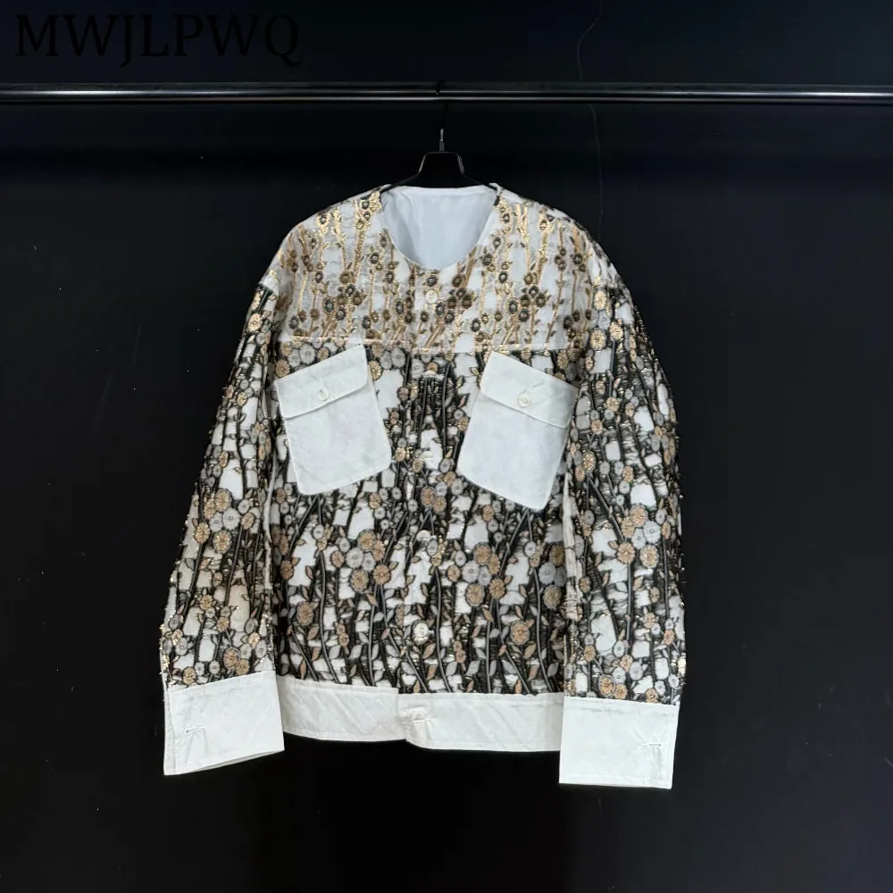 

MWJLPWQ Vintage Leopard Print Patchwork Jacket For Men High Street Couple's Oversized Biker Tide Style Long Sleeve Coat 15273