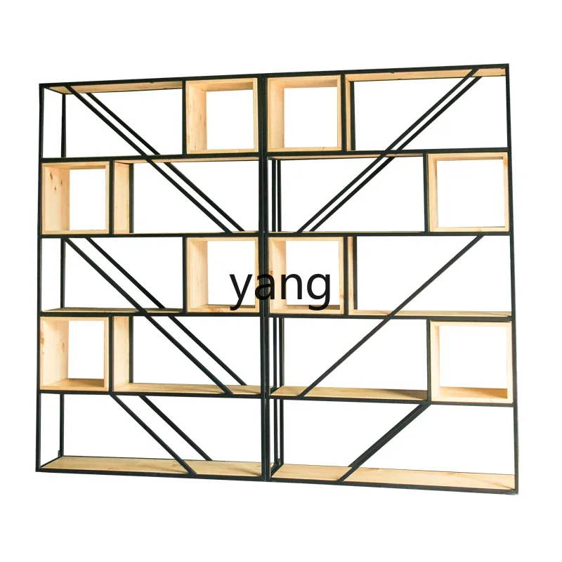 yjq industrial style creative partition shelf wrought iron floor rack retro storage rack