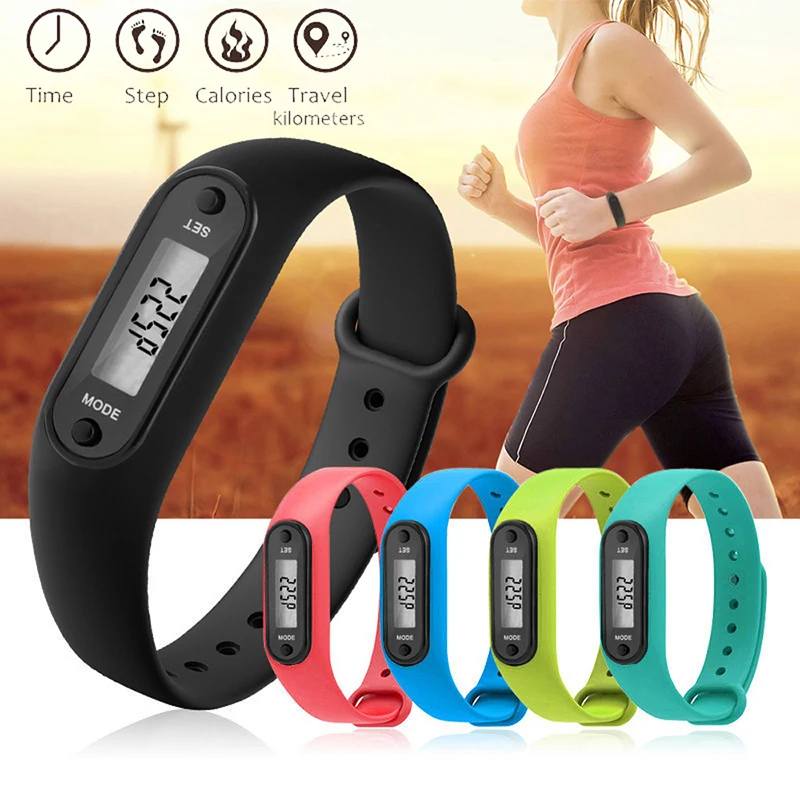 Run Step Watch Bracelet Pedometer Calorie Counter Digital LCD Walking Distance electronic wrist watches clock women silicone