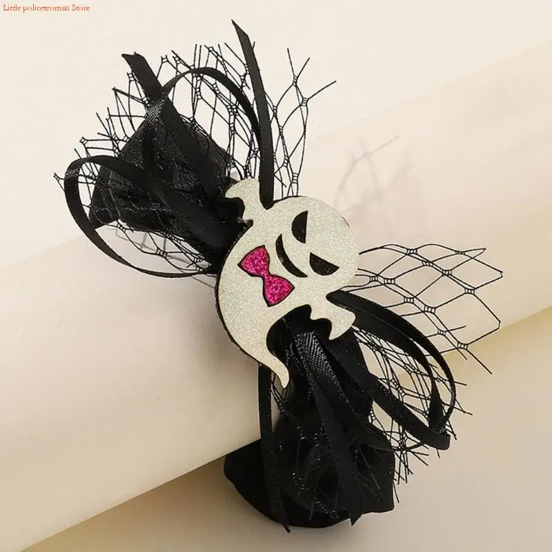 F92D Elastic Hair Ropes Ghosty Hair Scrunchy Ponytail Black Color Hair Scrunchies Hair Ropes for Girls Hair Decors