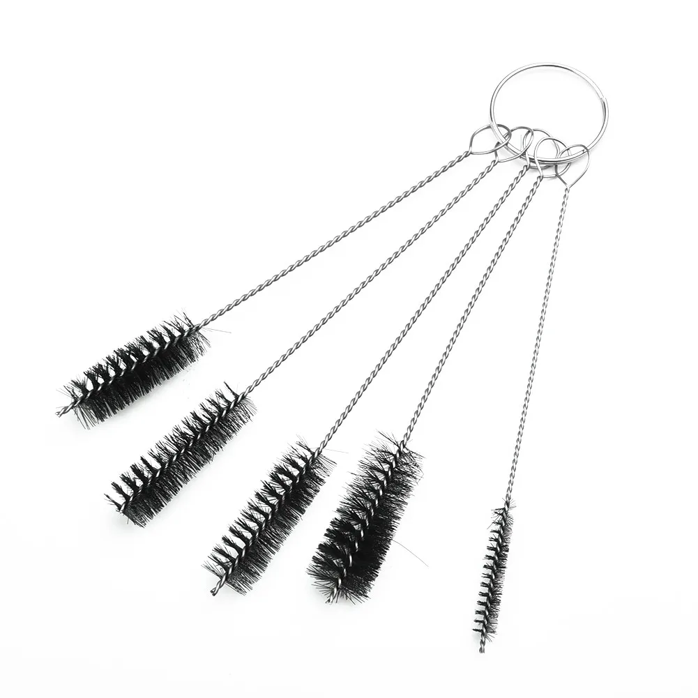 5Pcs/Set Stainless Steel Wire Brushes Set Round Cylinder Bores Pipe Tube Cleaning Brush Long Hand Tools 2/5/5/6/8mm