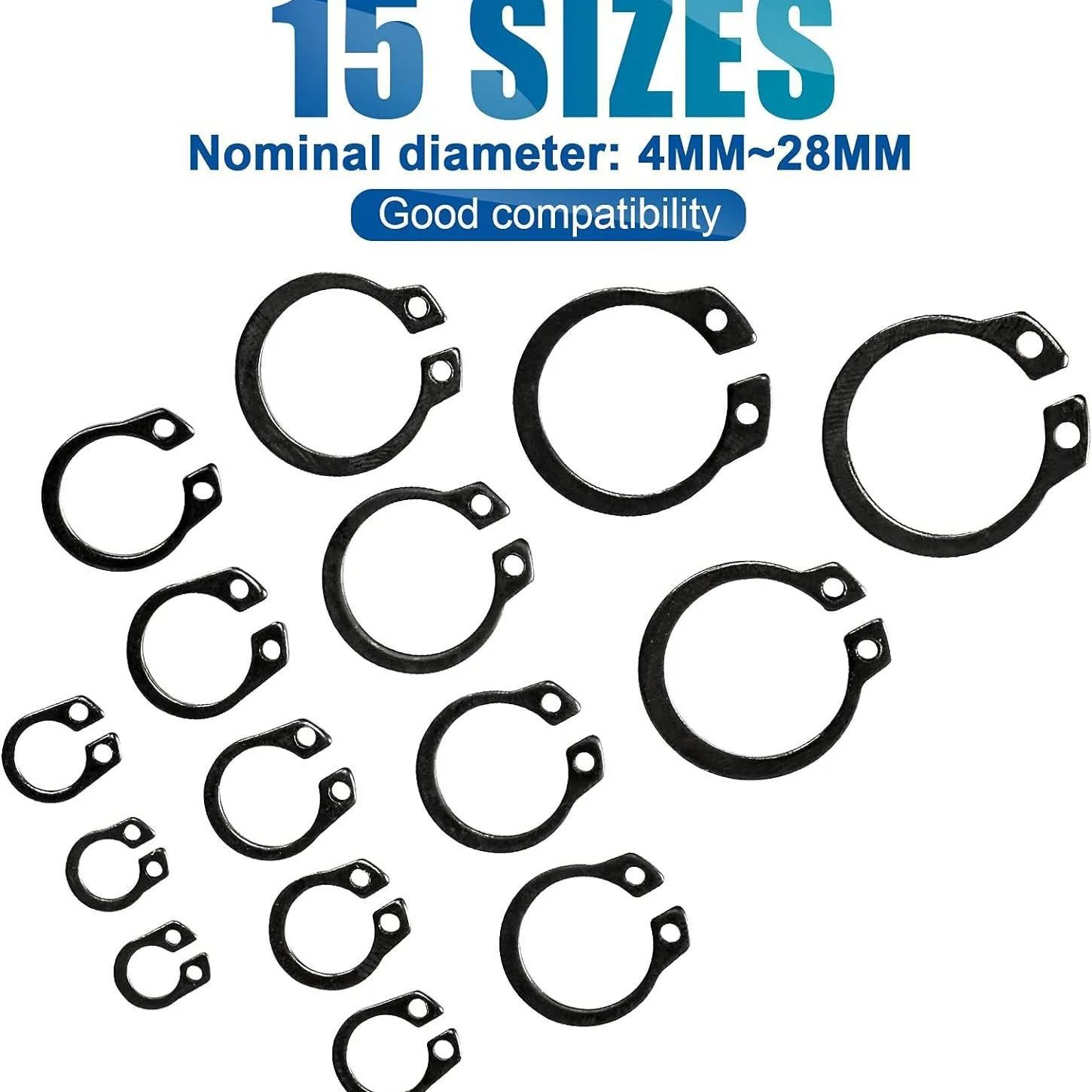 Shaft Retaining Rings Internal External Circlips C Clip 50Mn 65Mn Spring Clips Assortment Kit