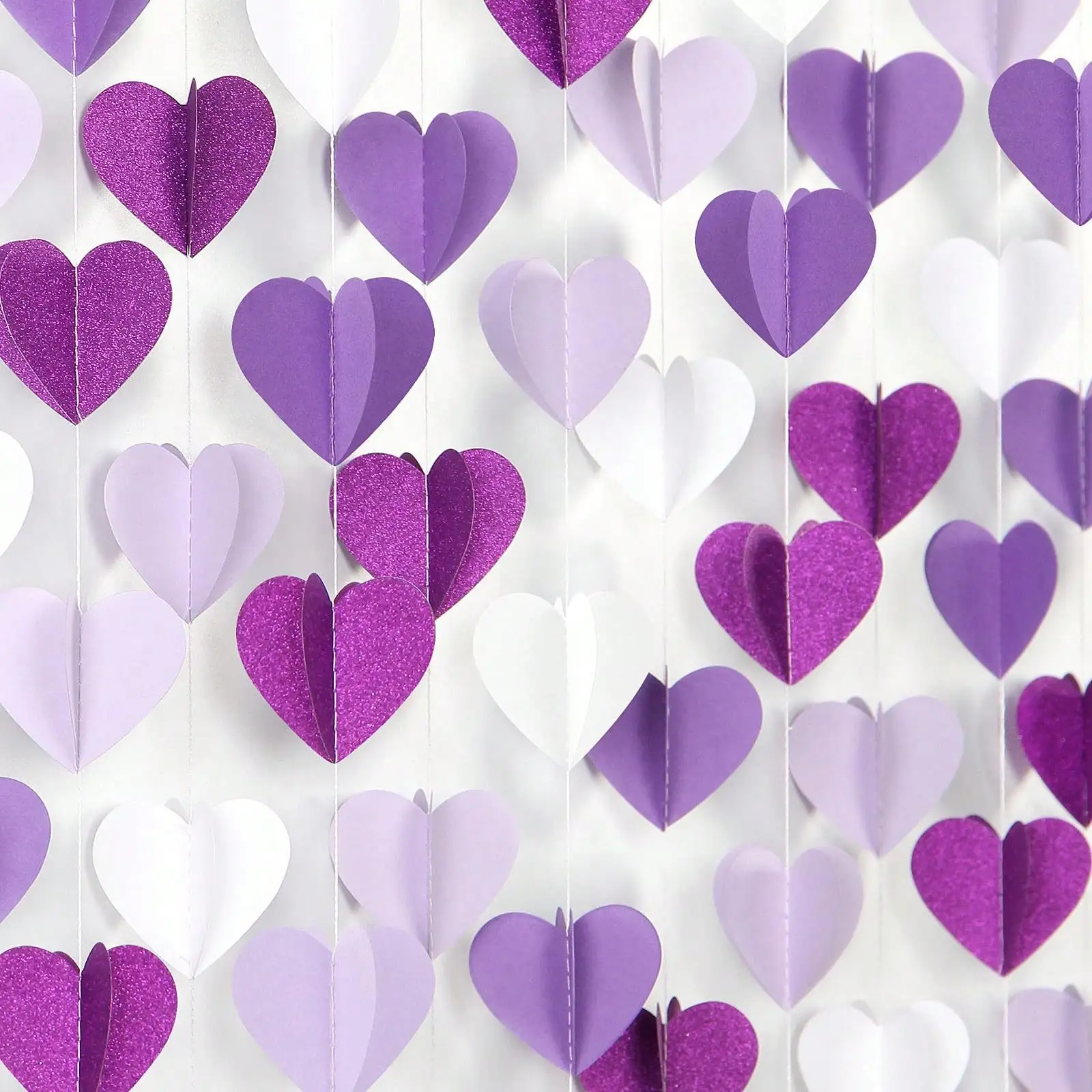 Heart Shaped 3D Streamers Banner Heart Garland Party-Decorations 13Ft Wedding Bridal Shower Paper Streamers Banner Home Decor