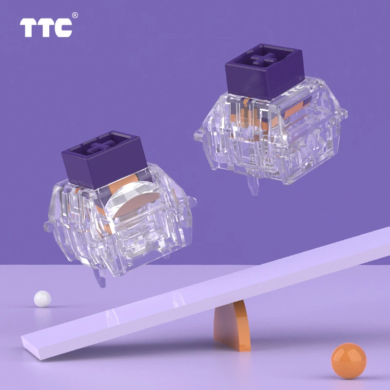 Interruttore magnetico a cuore viola TTC RGB, interruttore per tastiera ad alta velocità elastico morbido pre-lubrificato in fabbrica lineare