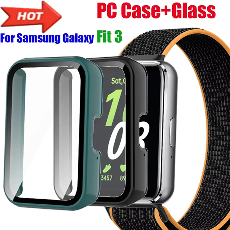 PC Case+Tempered Glass for Samsung Galaxy Fit 3 Omni-Directional Protective Shell Cover for Samsung Galaxy Fit 3 Shell Accessory