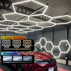 3000K-6000k Dimmable Hexagon LED Natural Lighting for Garage Lights Home Ceiling large Honeycomb Lamp 4S Car Barber Workshop Gym