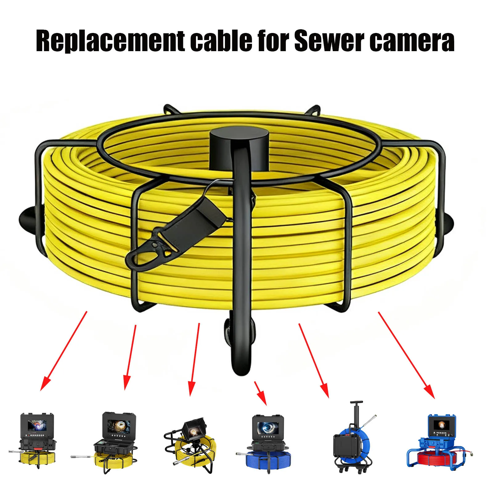 

GAMWATER Pipe Inspection Camera Cable, Replacement Only, 5MM/7MM Diameter, 20-100M Custom Length, 17mm/23mm Connection