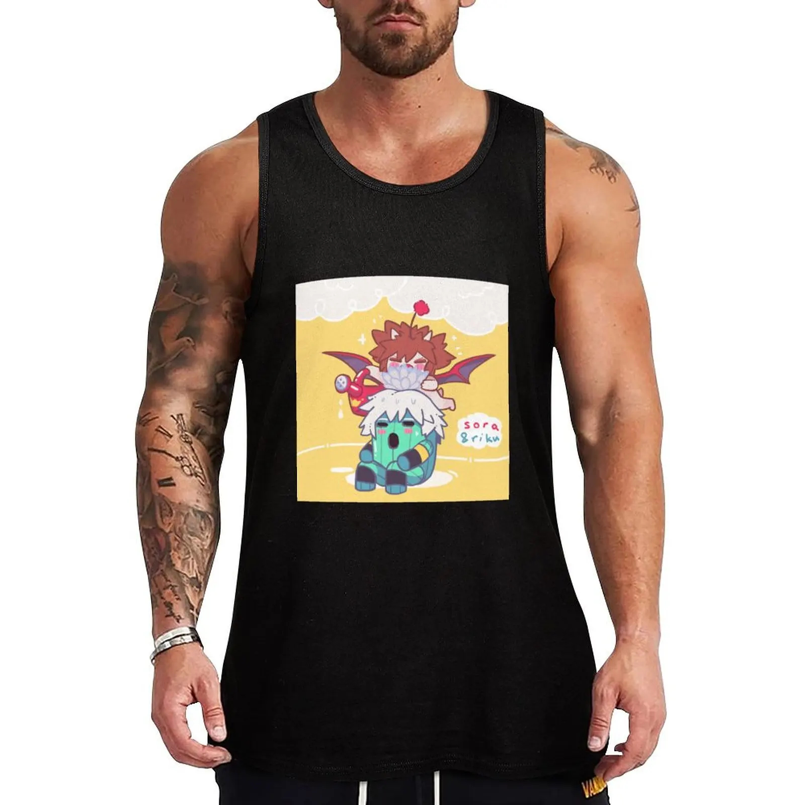 KH x FF: SoRiku Tank Top sports vest men clothes Men's gym clothing Vest male