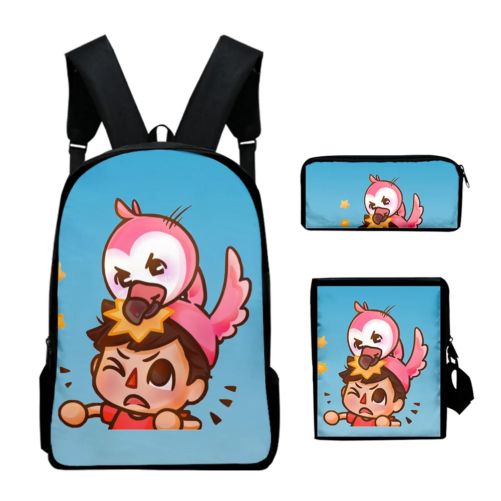 Hip Hop flim flam flamingo Stampa 3D 3 pezzi / set Borse da scuola per alunni Zaino per laptop Zaino Borse a tracolla inclinate Astuccio