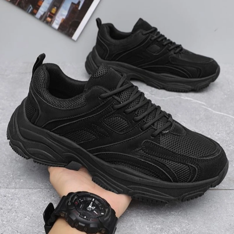 

Men Sneakers Comfortable Lace Up Outdoor Running Shoes Non Slip Wear-resistant Breathable Tennis Shoes Summer Platform Men Shoes