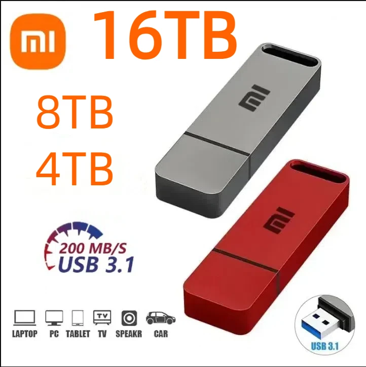 Xiaomi-USB Tipo C Pendrive Portátil de Alta Velocidade, Unidade Flash, Memory Stick, Impermeável, Caneta Metal 3.1, OTG, 16TB, 8TB, 2TB, 4TB