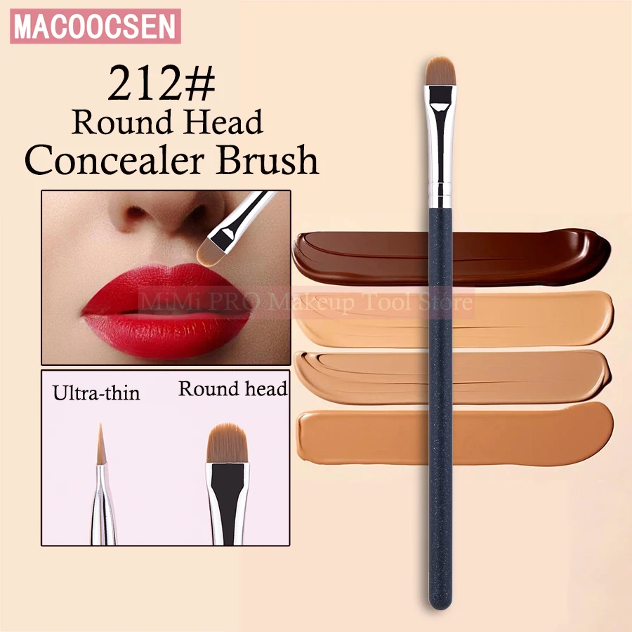 Macocsen Ronde Hoofd Concealer Borstel Professionele Ultra Dunne Platte Concealer Borstel Wenkbrauw De Lijn Lip Concealer Make-Up Tool