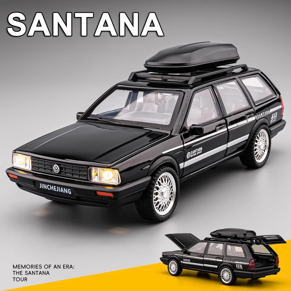 

1:32 Santana Wagon AE86 Toys Cars Diecast Alloy Model Doors Opened Sound Light Pull Back Miniature Vehice Collectibles Boy Gifts