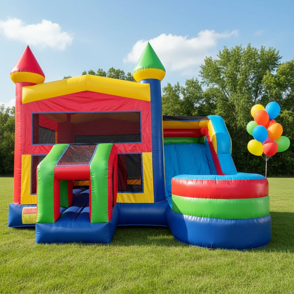 

lj-Inflatable Chroma Bouncy Castle Slide for Children Indoor/Outdoor Use 4x4M 500kg Capacity Portable&