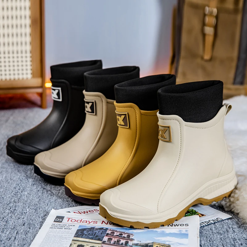 

Faionable Thiened Fce Lined ort Boot Дождевые сапоги для мужчин Водонепроницаемые нескользящие кухонные рабочие износостойкие цвета