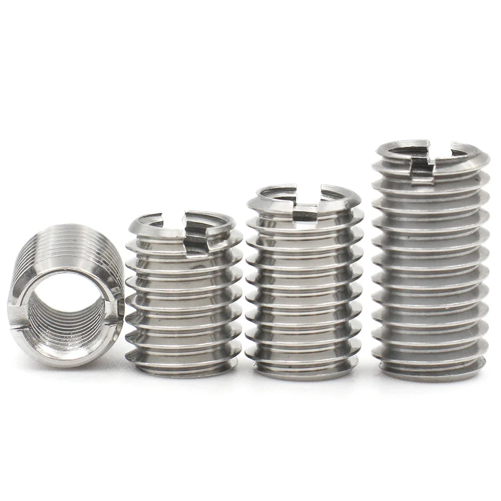 1/2/3/5/10pcs M2-M12 Stainless Steel Sotted Inside Outside Self Tapping Thread Insert Adapter Screw Nuts Sleeve Converter Nut