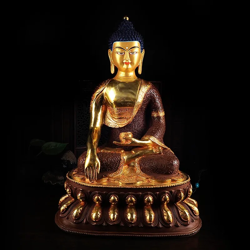 NEW TOP GOOD buddha statue  wholesale # 44 Tibetan Buddhism Shakyamuni Gold-plated brass HOME Talisman