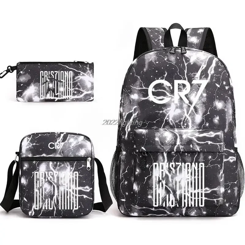 

3pcs New CR7 Backpack Fashion School Bags For Boys Girls Teenagers Laptop Mochilas With Shoulder Bags