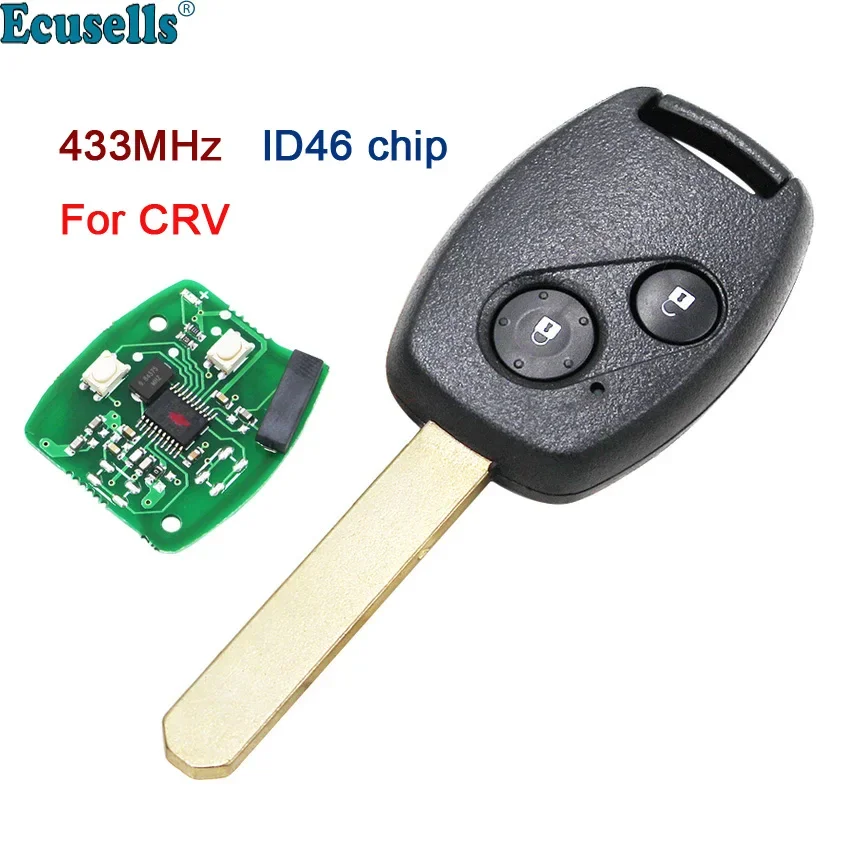 

2 Button Remote Key Fob 433MHz for Honda CRV with ID46 Chip Ignition Key