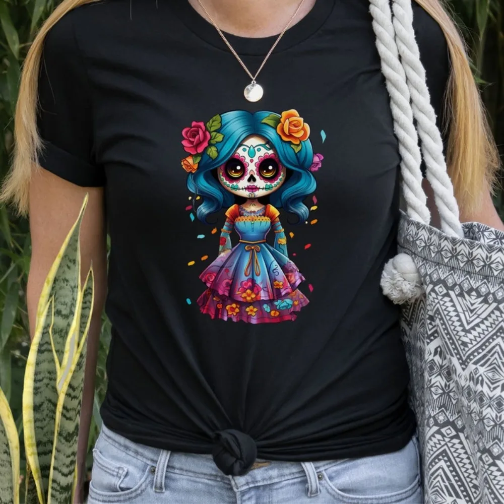 Dia De Los Muertos TShirt Catrina Unisex Top Day of The Dead Tshirt Mexican Culture Shirt Skull Shirts Flowers Tee Gift for Her