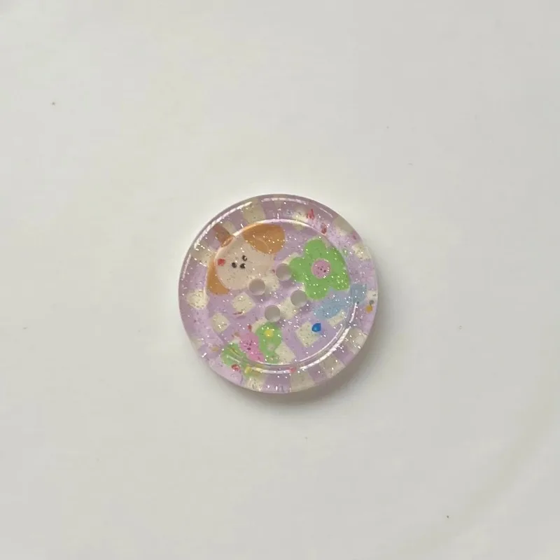 10Pcs Shining Powder Cute Cartoon Round Button -  Clothing Sewing Accessories for Kids Woman Hairpins Clip DIY Deco for Girls