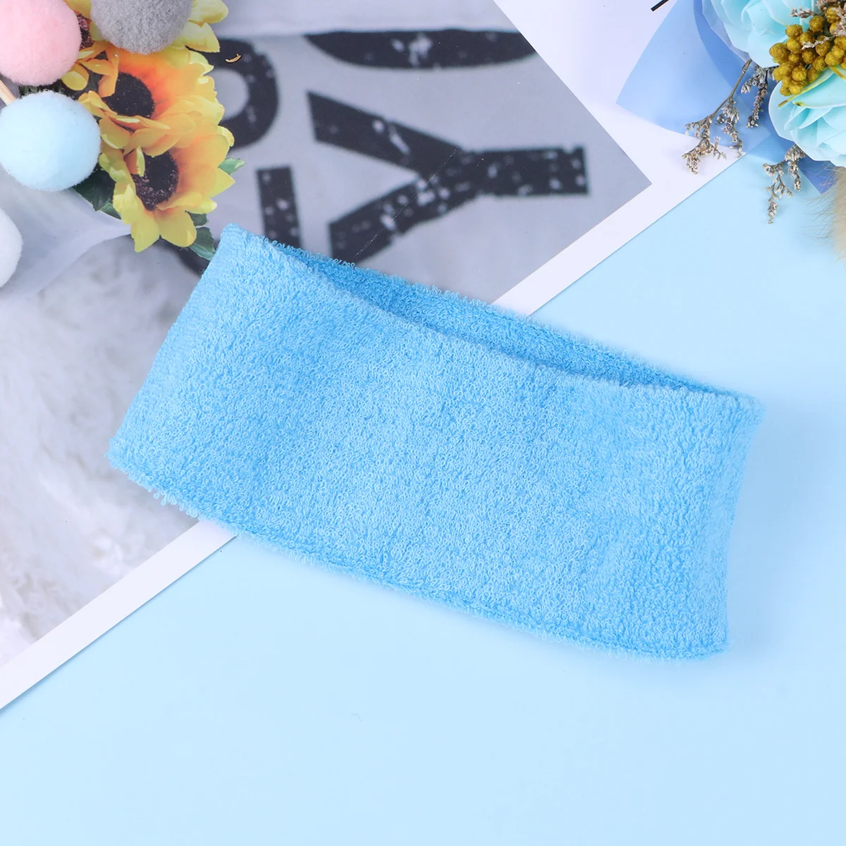 Sports Yoga Sweatbands Spa Facial Headband Make Up Wrap Head Cloth Headband Adjustable Towel(Sky Blue)