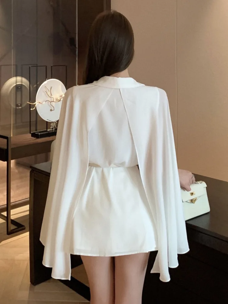 2024 Summer French Fashion Casual 2 Piece Suits Women Loose Shirt + Pleated Skirt Sets Korean Elegant Two Piece Set For Women